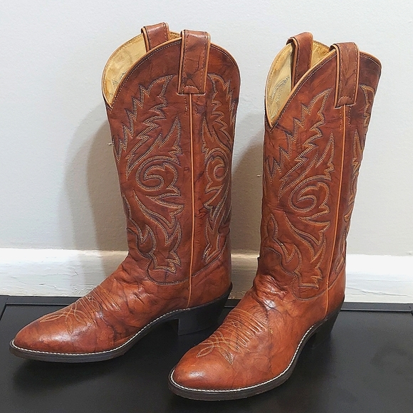 Size 7 D Justin's 1560 Leather Pointed Toe Cowboy Western Boots Men's - Picture 4 of 8